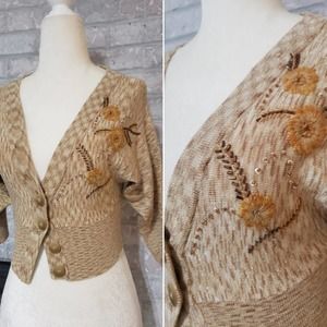 Vintage cropped Guess Marciano gold embellished cardigan